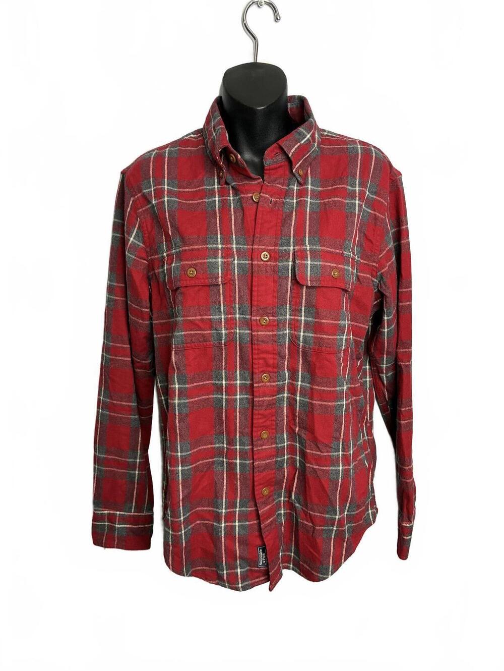 Abercrombie & Fitch Red Plaid Long Sleeve Button-Up Shirt Small